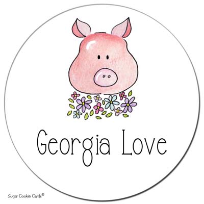 Sugar Cookie Gift Stickers - Flower Pig Sugar Cookie Gift Stickers - Flower Pig
